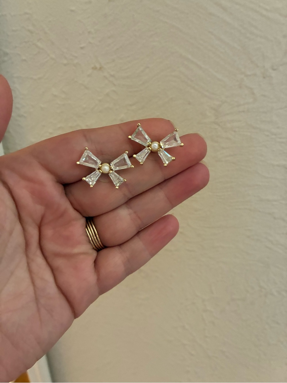 Kendra Scott gold and crystal blair bow earrings